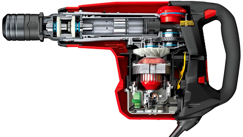 Piston hammer mechanism and hammer drill gear