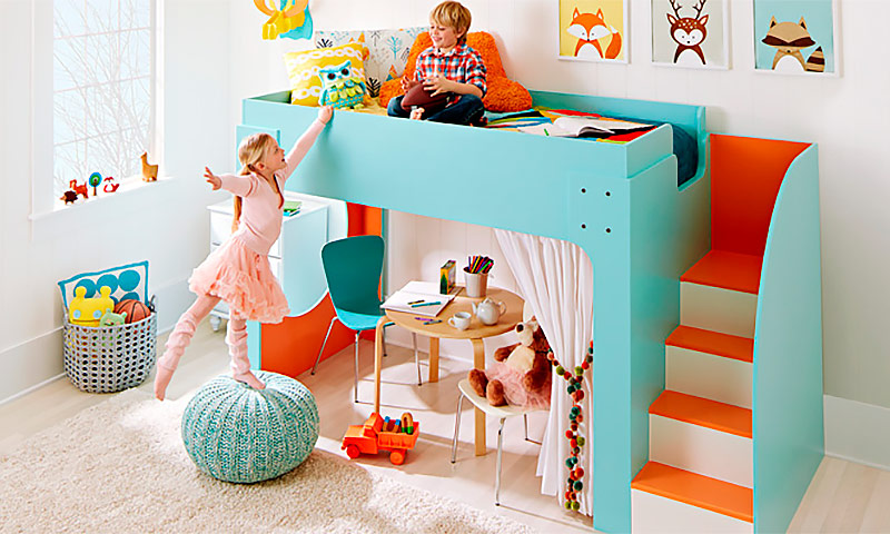 Crib bed loft with a work area do it yourself