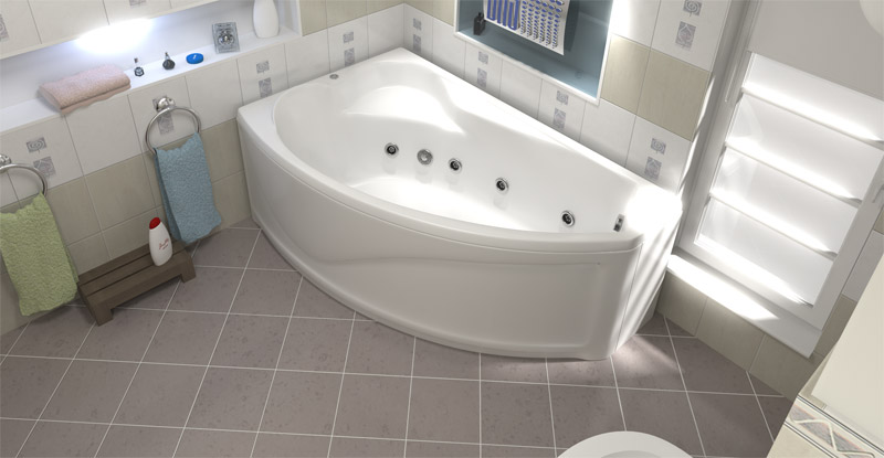 Asymmetric corner bath