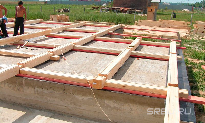 Slab foundation for a house made of wood