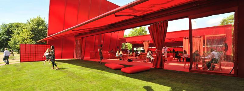 Red polycarbonate canopy