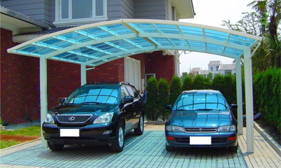 Canopies for cars from cellular polycarbonate